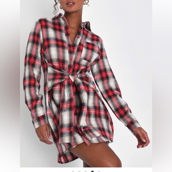 Lulus Dresses & Skirts - Lulu’s plaid tie front mini dress  size medium new with tags